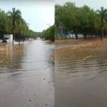 VÍDEO: Lago do Amor volta a transbordar e alaga pista já interditada por danos da chuva.